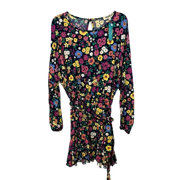 HAPTICS Feeling Bold Navy Floral Challis Woven Romper Long Sleeve Large - Picture 4 of 15